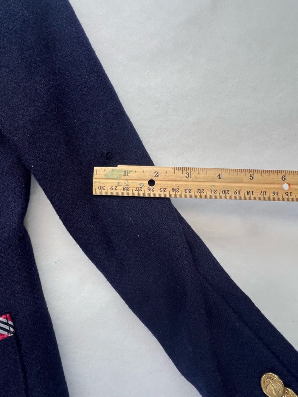 346 Brooks Brothers Womens Wool Striped Trim Blazer Jacket Navy Red Size 4 P - Picture 13 of 15